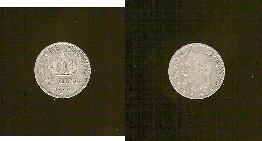 20 centimes Napoleon III 1868A aVF